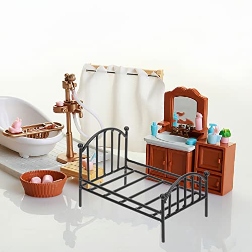 Lit en métal pour maison de poupée miniature miniature iplusmile blanc