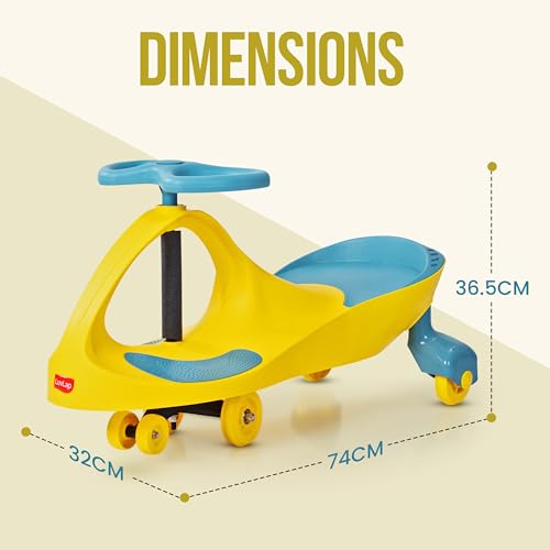 Image of LuvLap Sunshine Swing Car for Kids, Comfortable Seats & Durable, Smooth Wheels, Baby Car, Magic Toy, Push Ride On, 3+ Years, Birthday Gift for Baby Boys & Girls, Yellow & Green