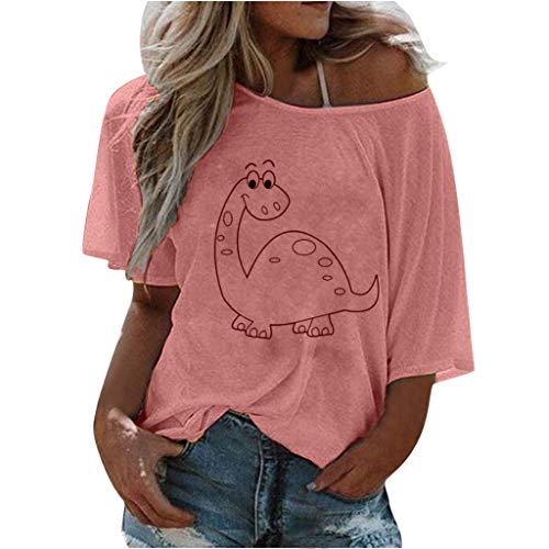 Worsworthy Camisa De Manga Larga para Mujer Top Casual De Manga Larga De Tallas Grandes Camiseta con Cuello Redondo Estampado De Dinosaurio Mujeres NiñAs Labios Imprimir