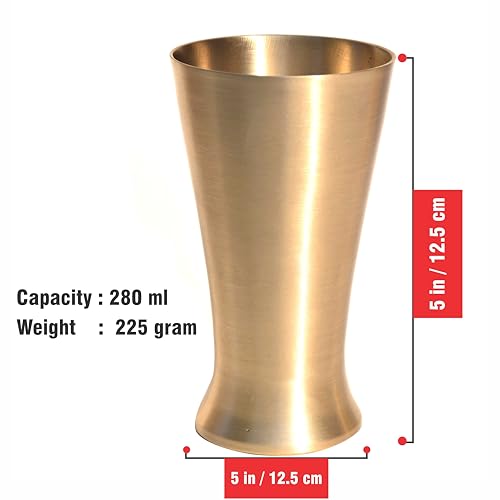 Image of Pure Source India Bronze Kansa Glass Handmade, Serveware & Drinkware Glass Ideal for Dining Table Decoration (Pure Bronze -280 ML Gold)