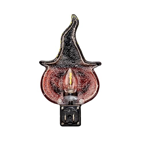 Image of Novelty Lights LED Lamp Pumpkin in Witch Hat Halloween Decoration Night Light with Swivel Plug