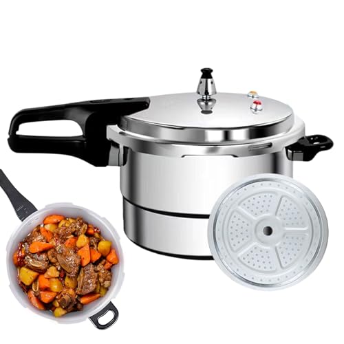 7L Double-Handle Pressure Cooker Pot – Aluminium Alloy with Stainless Steel Steaming Rack | Compatible with Gas, Electric, Induction Stovetops | Ideal for Home, Restaurants, and Commercial Use