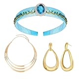 SANLIUSANJIU 3PCS Prinzessin Stirnband Zubehör Set Enthält Krone Haarschmuck, Halskette, Ohrringe, Prinzessin Kostüm -Zubehör für Mädchen und Frauen zu Karneval und Festivals
