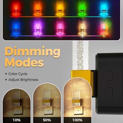 Image of DORESshop LED Night Lights Plug into Wall, 3 Level Dimmable Night Light | Rotatable Bubble Decorative Nightlight, Dusk to Dawn Sensor, Wall Sconce-Style Design Nightlights for Bathroom, Hallway, RGB