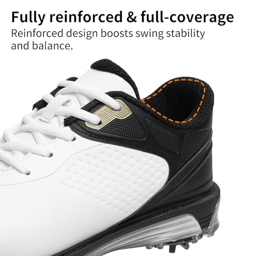Image of Men's Waterproof Golf Shoes Spikeless Lightweight Athletic Golf Walking Sneakers with High-Traction Non-Slip Sole Comfortable Cushioned Footwear WhiteBlack Size 9.5
