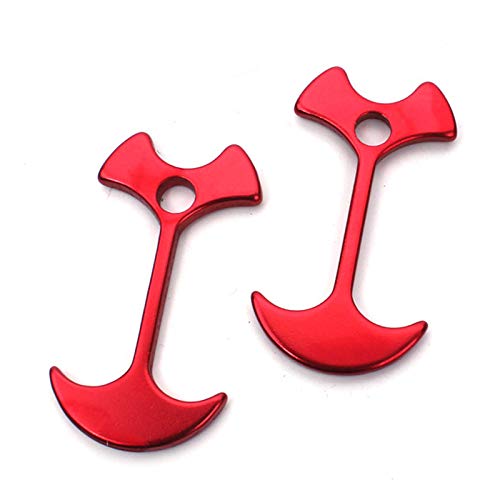 8Pcs Red Aluminum Alloy Tent Rope Adjuster Fish Bone Nails Tent Wind Rope Anchor Hook Tensioner Cord Wrap Tool for Outdoor Camping Hiking Travel Tent Accessories