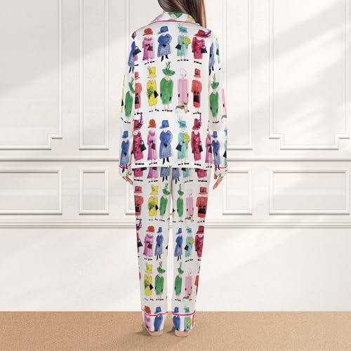 Queen Elizabeth II Rainbow Silk Long Sleeve Pajama Set, Queen Elizabeth Gift Souvenir Gift 2 Pieces Pajamas4