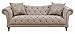 Alasdair Sofa with Button Tufting and Rolled Arms Light Brown