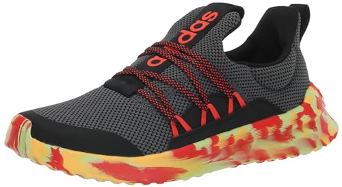 adidas Lite Racer Adapt 5.0 Sneaker, Grey/Black/Bright Red, 11 US Unisex Little Kid