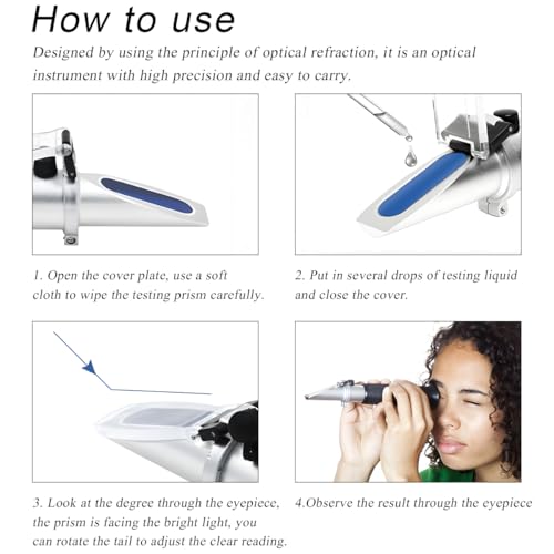 Image of DXNQ 4-in-1 DEF Antifreeze Coolant Refractometer with ATC, Hand-Held AdBlue Coolant Tester Refractometer with Storage Box, Freezing Point Meter for Automobile Antifreeze System