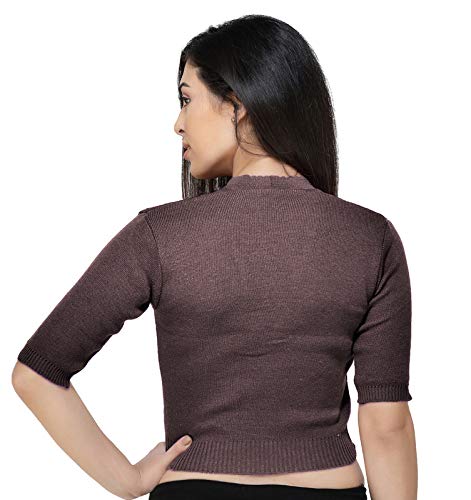 Image of Women Winter Wear V-Neck Half Sleeves Regular Fit Woollen Blouse