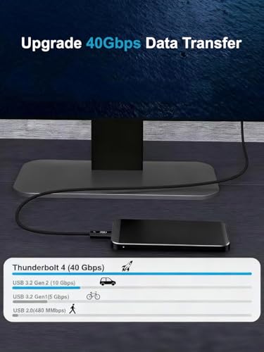 Image of USB4 Cable for Thunderbolt 4, 40Gbps Data Transfer, 240W Charging, Supports 8K Display, 3.3FT USB C to USB C Cable Compatible with Thunderbolt 3, MacBook Pro /Air, iPad Pro, iPhone 16 /17