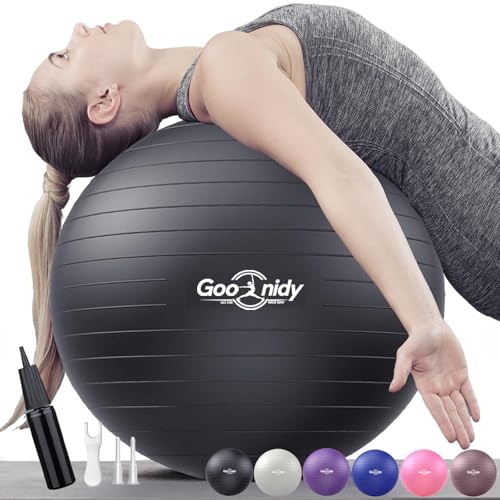 Soft Exercise ball, Anti-Burst Yoga Ball Chair Supports 2200lbs, Workout Equipment w/ Pump for Women...