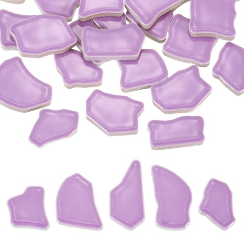 PATIKIL 250g/0.55LB Irregular Ceramics Mosaic Tiles, 0.79"-1.57" Mosaic Stained Tile Broken Porcelain Pieces Stones Bulk for DIY Craft Making Vases Home Decoration, Purple