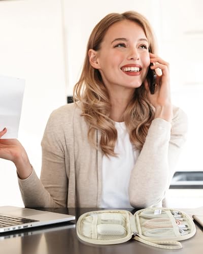 BAGSMART Cord Organizer Travel Cable Bag, Compact Tech Electronic Organizer Travel Case, Essentials for Charger, Cable, Phone, Flash drive - Beige