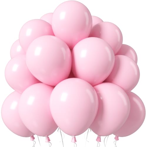 Image of Jobkoo Pastel Pink Balloons 12 Inch, 50Pcs Baby Light Pink Latex Balloon