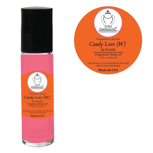 ZEKA PARFUMERIE Compare to Aroma Compatible with Candy Love by Escada for Women Fragrance Body Oil on 1/3 oz (9.86ml) Travel Size Roll-On Botlle