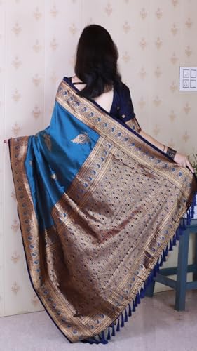 Image of SGF11 Women's Kanjivaram Pure Soft Silk Saree With Blouse Piece