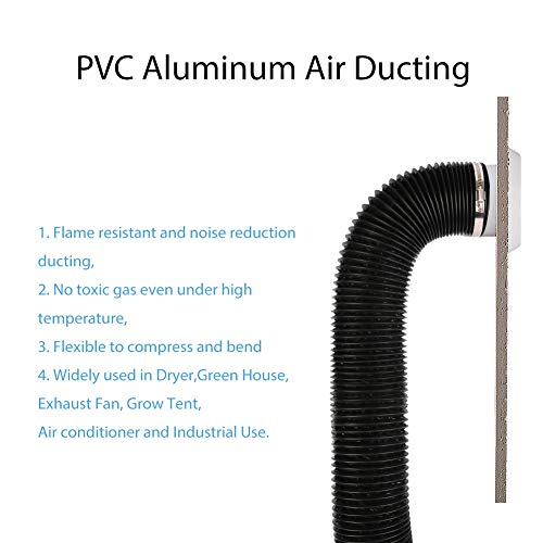 4 Inch 16FT Air Duct, Non-Insulated Flexible Aluminum Dryer Vent Hose for HVAC Ventilation,Fan Filter and Grow Tent, 2 Clamps Include