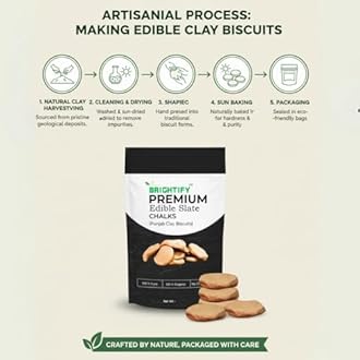 Brighty brightify Punjabi Mitti Clay Biscuit for Home Use 1kg | Eco-Friendly Edible Chalk Clay Biscuits for Art, Craft, Writing, Drawing, Diagrams, DIY & School Projects- Pack of 1, brown