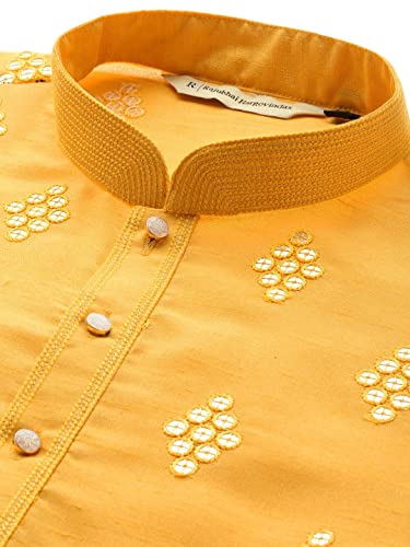 Image of Rajubhai Hargovindas Men's Jacquard Work Kurta Set