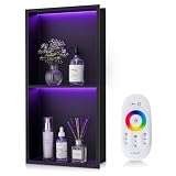 FTL Nicchia per Bagno da Incasso RGB,Nera Nicchia Doccia con Telecomando