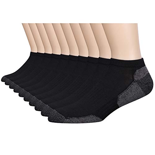 Heatuff Men's 6 & 10 Pack Low Cut Ankle Performance Cushioned Athletic Socks With Reinforced Heel and Toe
