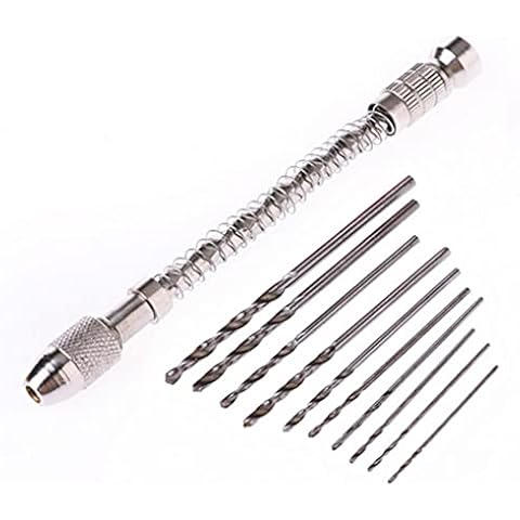 LYFF 10 pcs Drill Semi-Automatic Precision Twist Drill Mini Hand Drill Set Rotary Tool Cover