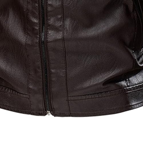 JEsilunmaMY Men's Stand Collar Moto Biker Coats Full Zip Winter Motorcycle Leather Coat Lightweight Windproof Bomber Jacket4