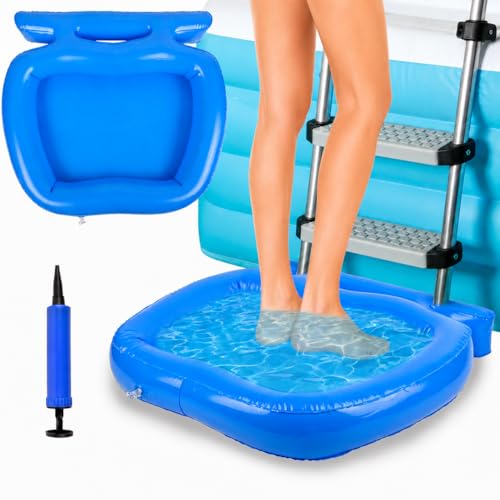 Aufblasbares Fußwanne für Pool - 58 x 52cm Größe Pool Fußwanne mit Ballonpumpe Pools Zubehör PVC Fusswanne für Fuße Reinigung Schwimmbecken Fussbadewanne für Pool Planschbecken Schwimmbecken Leiter