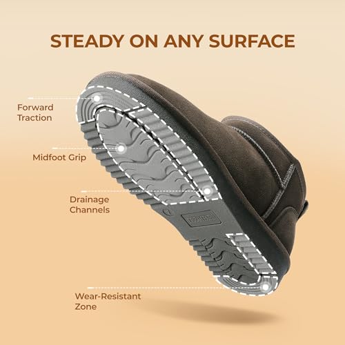 DREAM PAIRS Ankle Winter Mini Boots for Women Genuine Suede Faux Fur Lining Water Resistant Warm Snow Boots Slip On Memory Foam Comfort Booties FuzzyClassic,Size 8,Taupe,SDSB2405W