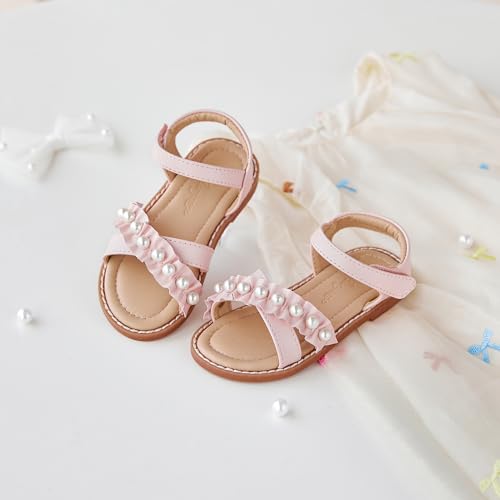 Image of Flaryzone Girls Sandals Open Toe Summer Flats Dress Sandals Shoes Toddler /Little Kid