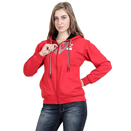 Image of Matelco Women Printed Sweatshirt with Hooded (Dark Pink S)