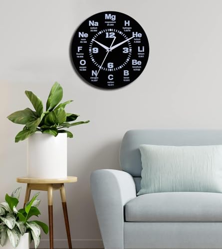 12 Inch Chemistry Wall Clock with Periodic Table Dial, Silent Movement, Battery Operated for Chemists, Science Teachers, STEM Students and Lab Wall Decor - Image 6