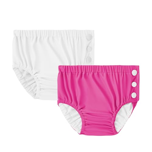 2PCS Reusable Swim Diapers - Toddler Baby Swim Diaper Washable Snap Pool Swimming Diaper Soft and Silky Waterproof Diapers for Swimming Lessons Boys and Girls