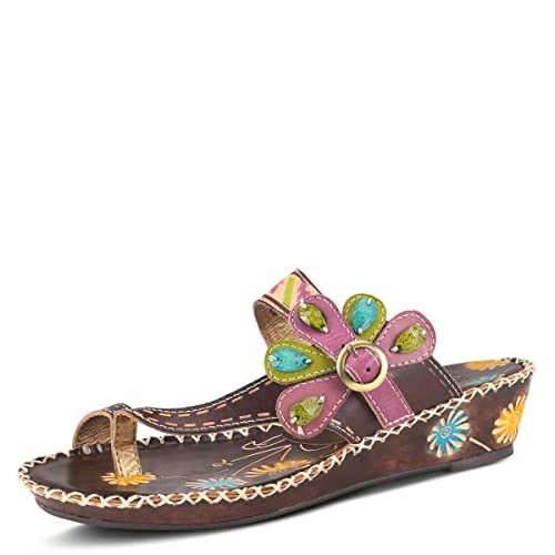 Spring Step L`Artiste Women's Santorini Slide Sandal Brown Nubuck EU 38 / US 7.5-8