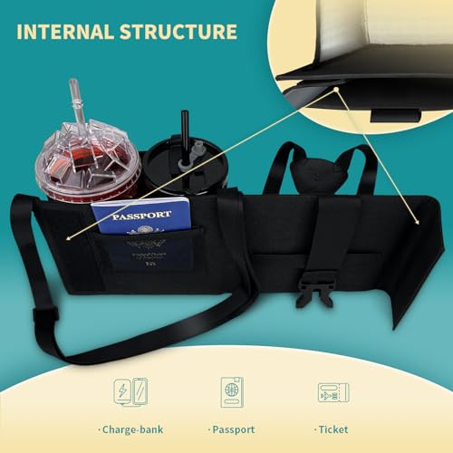 Image of Travel Luggage Cup Holder, Liveagain Drink Caddy, Luggage Cup Holder Attachment, Free Hand Suitcase Drink Carrier for Drinks Beverages, Coffee, Bottles, Snack (Black)