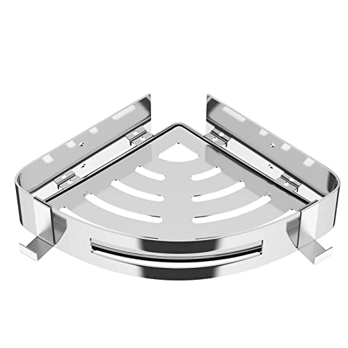 Duschregal Duschablage Bohren Ecke, Badezimmer Regal für Badezimmer Küche, Dreieck Badregal aus Edelstahl mit Haken, Eckregal Badezimmer Regal Aufbewahrung Organizer Cover
