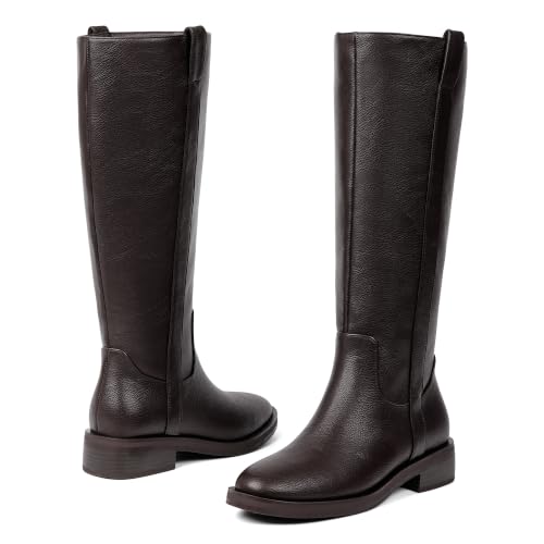 Image of Modatope Knee High Boots Women Round Toe Chunky Heel Fall Boots