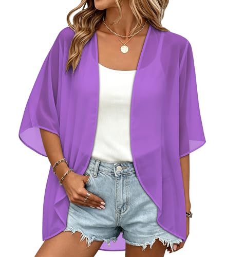 Image of Women Kimono Cardigans Casual Summer Tops Cover up Open Front Floral Print Resort Wear 2026