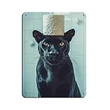 BNCEDJK Cartel de metal vintage con diseño de Pantera Negra con papel higiénico en la cabeza, para decoración de pared, bar, bar, decoración de pared, póster retro de 30 x 40 cm