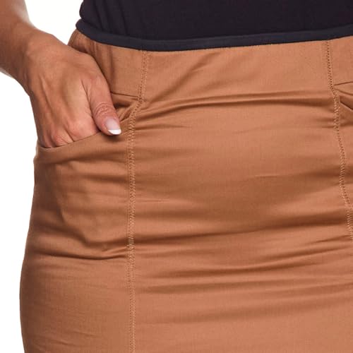 Saia Jeans Feminina Marrom com Zíper Carol (BR, Numérico, 42, Regular, Regular, Marrom)