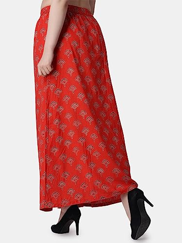 Image of POPWINGS Casual Ethnic Bagru Print Long Slit Skirts for Women || Cotton Long Slit Skirt for Women || Stylish Women Long Skirt for Summer