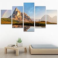 SIGNWIN 5 Panel Canvas Wall Art Modern Art Dramatic Farmhouse/Country Mountain Multicolor Nature Photography for Home Decorations Ready to Hang - 60