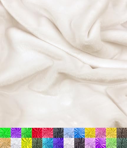 Barcelonetta | Minky Fabric | Plush Super Soft Cuddle | Solid Minky | by The Yard | 60 Wide | Baby Blanket Change Station Cover Pillow Scarf Beanie (Ivory 1 Yard)
