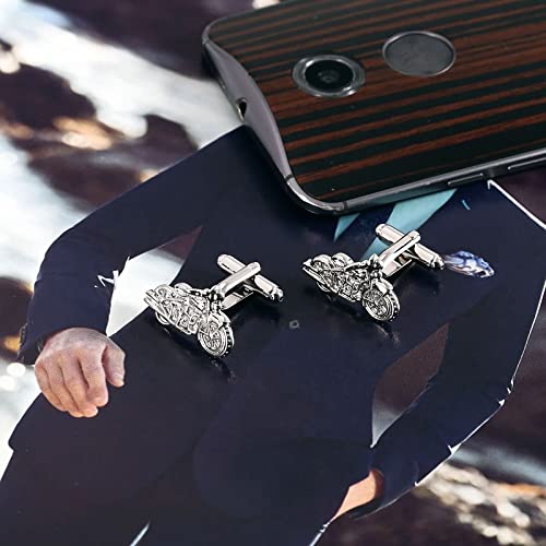 Mancuernillas para camisa hombre acero inoxidable plateado miniatura 3