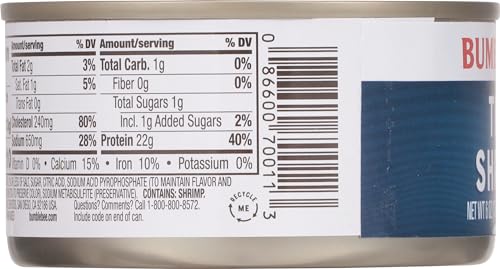Bumble Bee Tiny Canned Shrimp, 6 oz Cans (Pack of 12) - Shrimp in Water, Cooked, Peeled, Deveined - 22g Protein per Serving - Gluten Free - Thumbnail 3