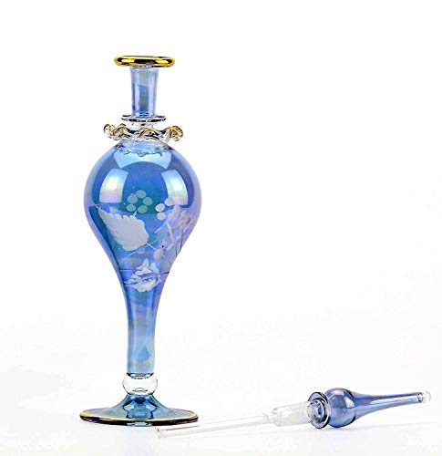 NileCart 9 in. Egyptian Perfume Bottle large size 100 ml. handmade in Egypt For your perfume, essential oils, Egyptian decoration or party table centerpiece (Blue) - image 2