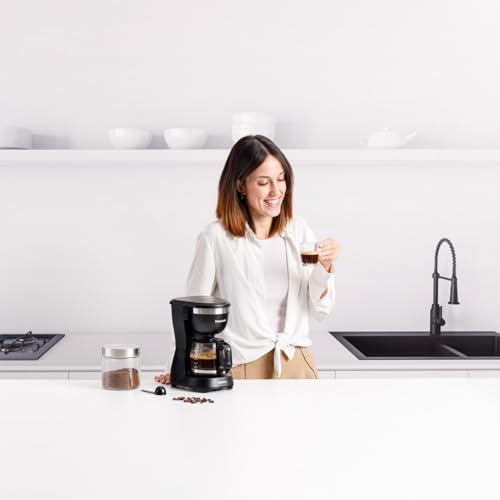 Taurus Kaffeemaschine Verona 6, 600 W, 600 ml, Intense Flavour Tech, Heizplatte, waschbarer Permanentfilter, tropffreies Glaskanne, kompaktes Design in Mattschwarz, BPA-frei – Bild 3