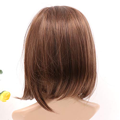 Lurrose Capacete de fibra de cabelo encaracolado interno médio longo peruca de cabelo requintado par